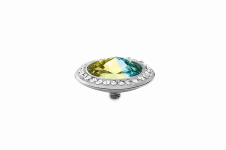 Qudo Silver Topper Tondo Deluxe 16mm - Crystal Aurora Boreale